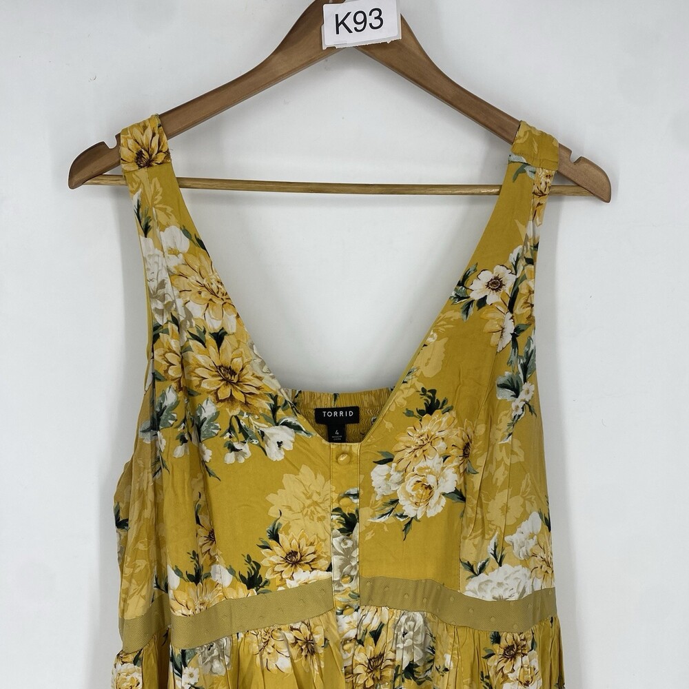 Torrid 4X Goldenrod Floral Midi Dress Boho Plus Size Yellow Maxi Style Summer - Picture 2 of 10